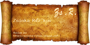 Zsinka Rókus névjegykártya
